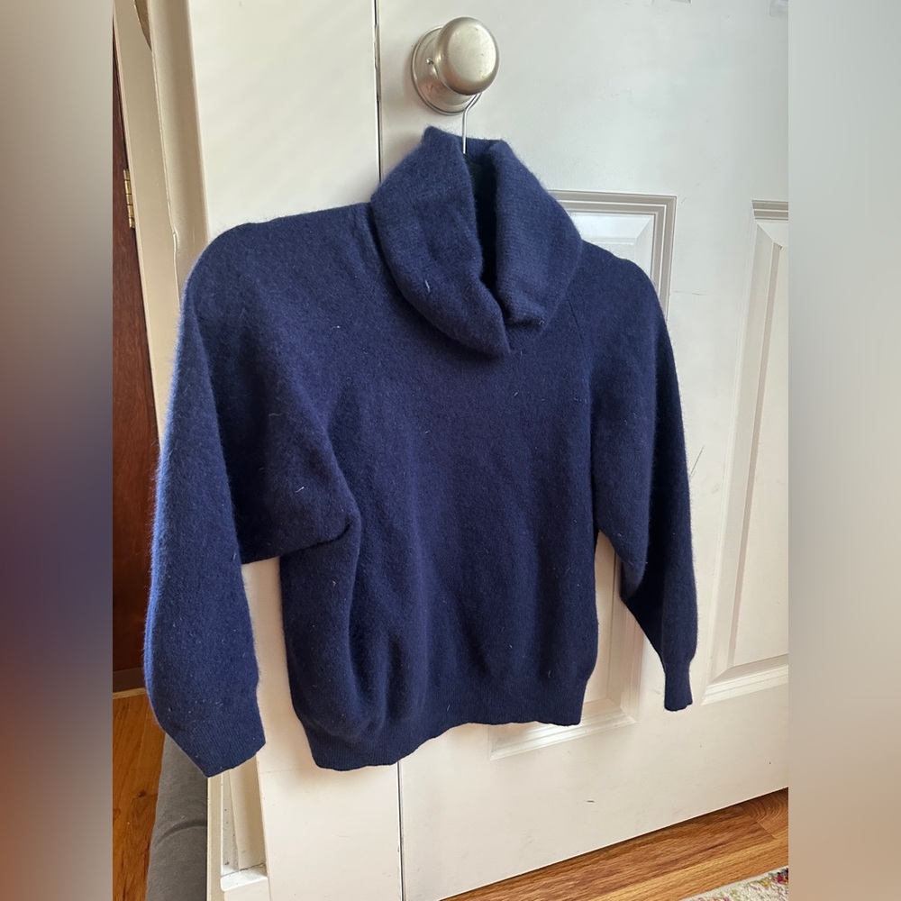 Navy 100% Cashmere Turtleneck Sweater XS